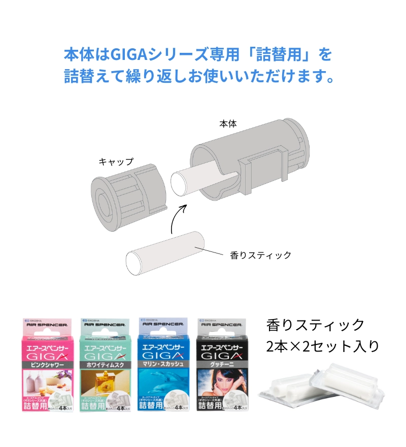 本体はGIGAシリーズ専用詰替え用を詰替えて繰り返しお使いいただけます